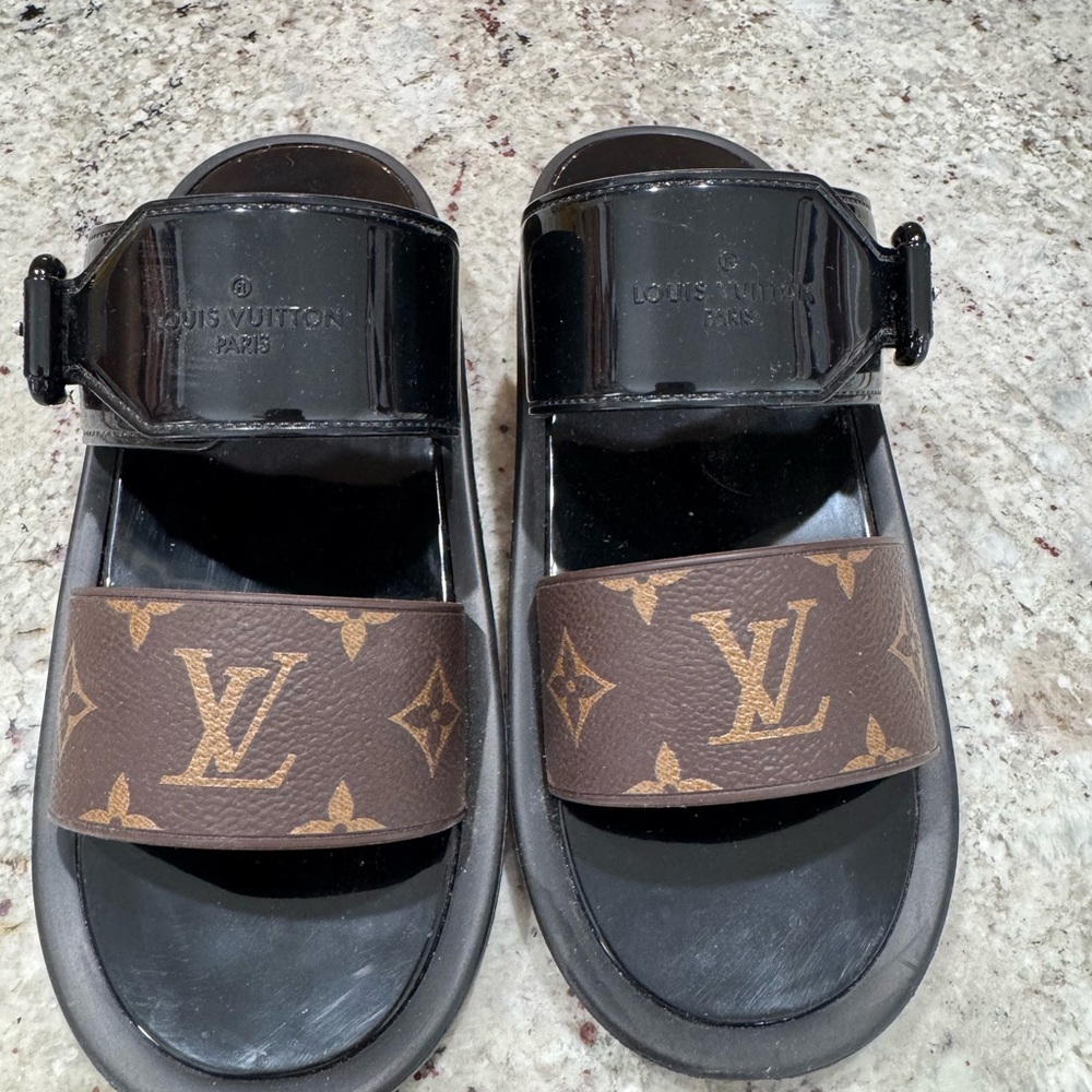 Louis Vuitton Black and Brown Sandals